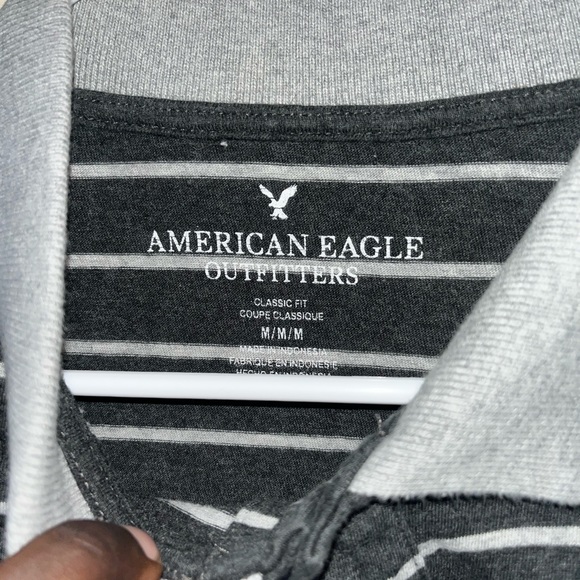 American Eagle Outfitters Mens Classic Fit Polo Shirt Size M Gray Short Sleeve - Picture 3 of 6